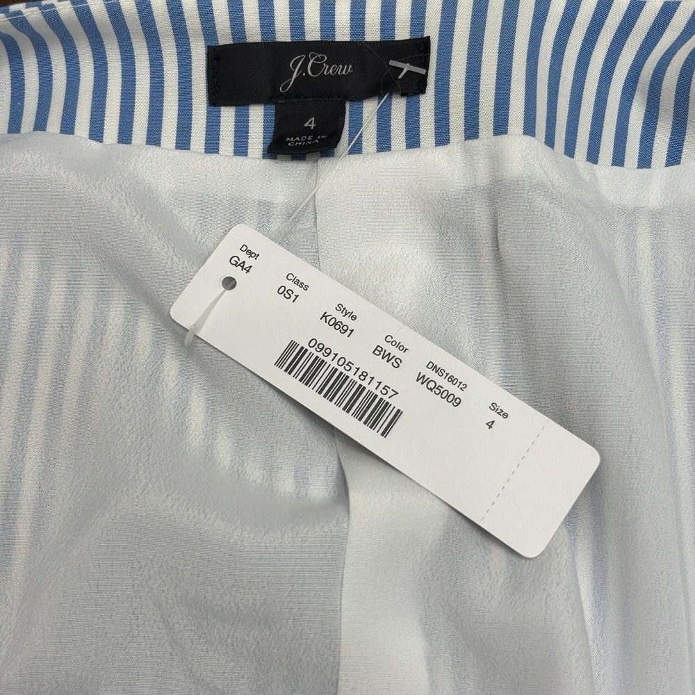 NWT J. Crew Wrap Dress Women's Size 4 Striped Cotton Poplin Blue White  Lined - Picture 15 of 16